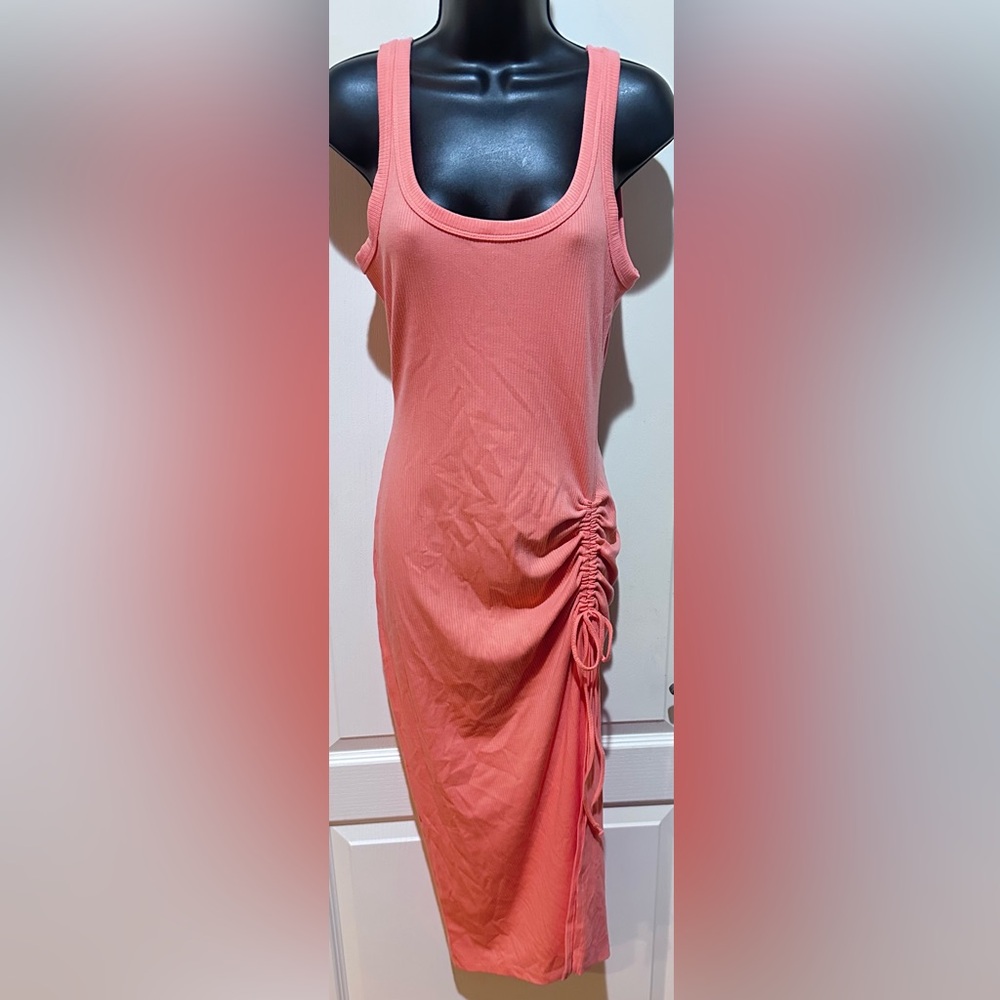 NWT L Space Coral Sleeveless Ruched Midi Dress size S - Picture 2 of 3
